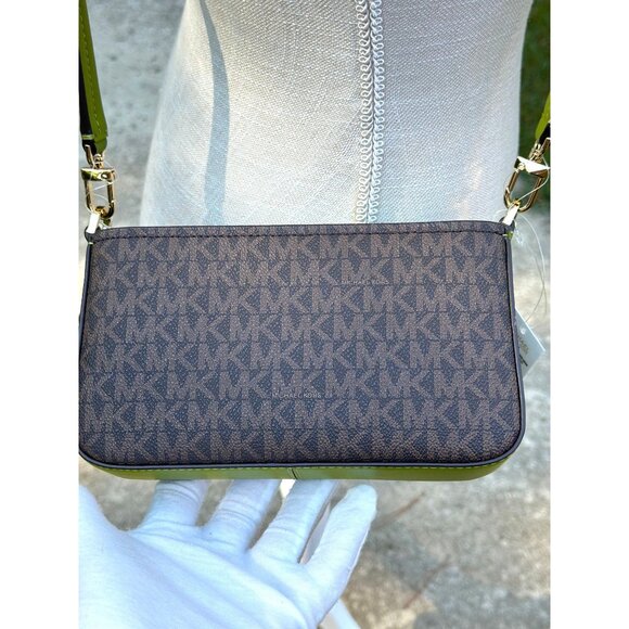 Michael Kors Bryant Meadow Green Small Contrast Convertible Crossbody Pouchette - Picture 5 of 16